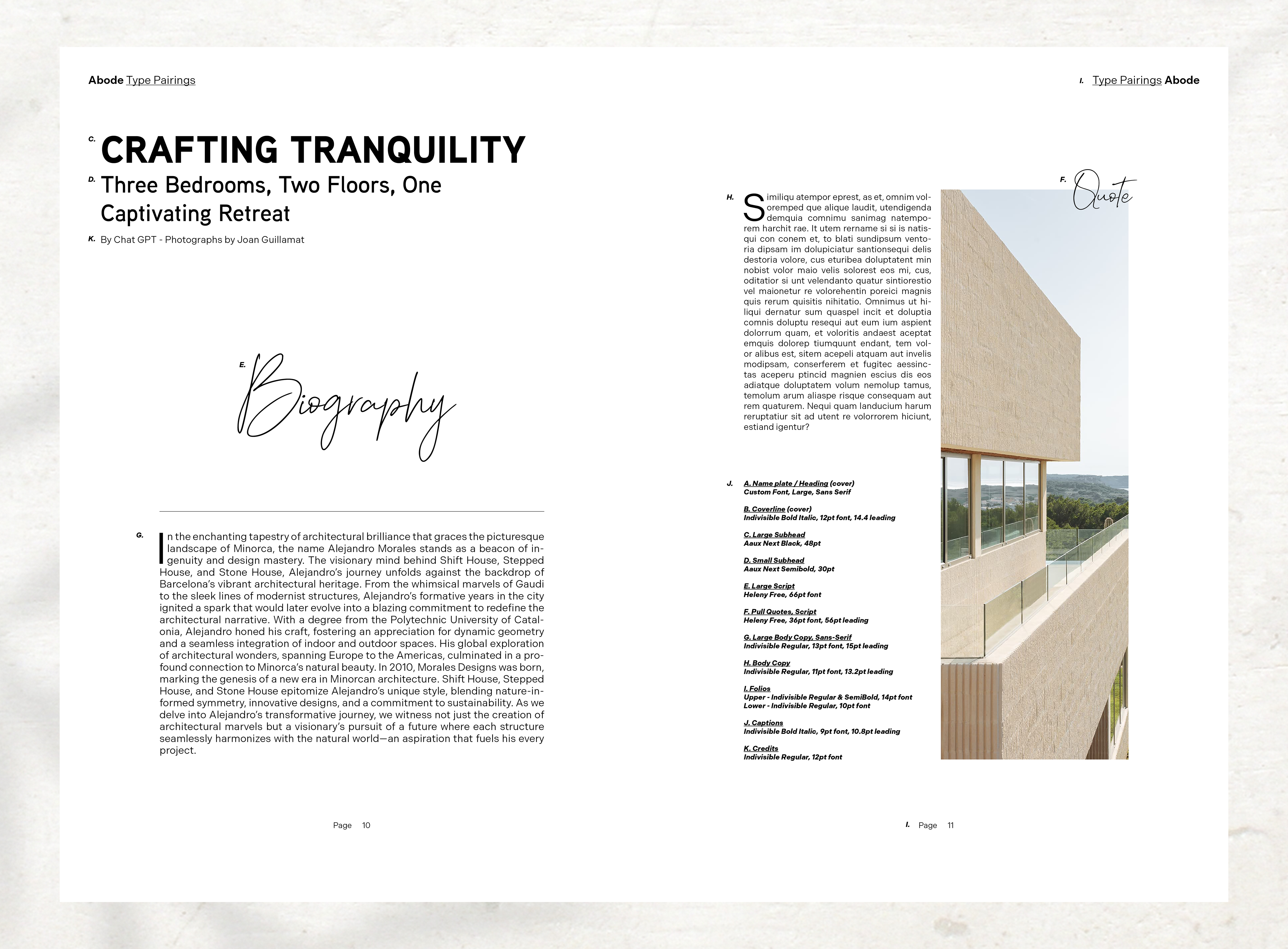 typography system for Abode Magazine