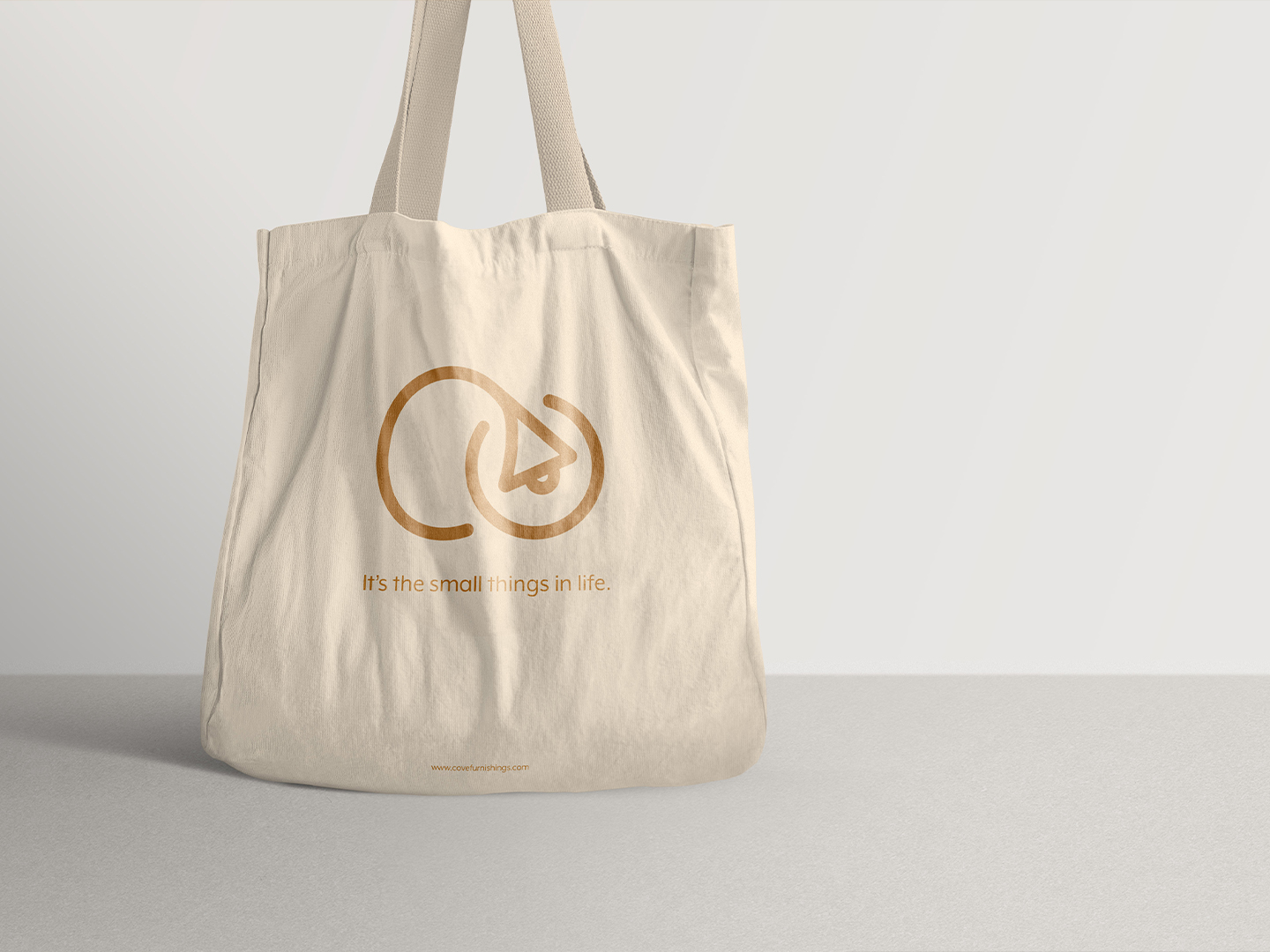 Cove Furnishings logo displayed on a totebag.