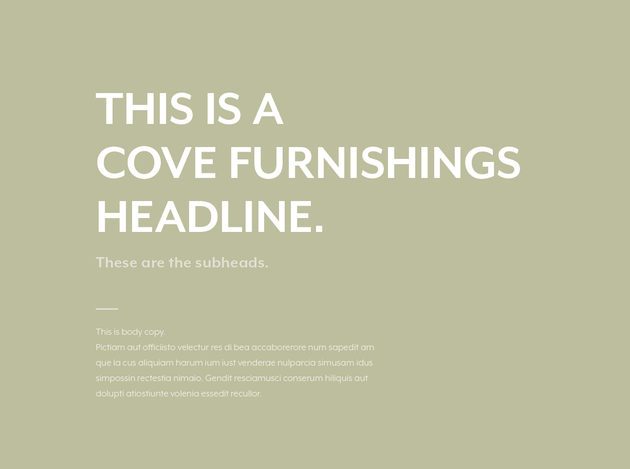 Cove Furnishings typography.
