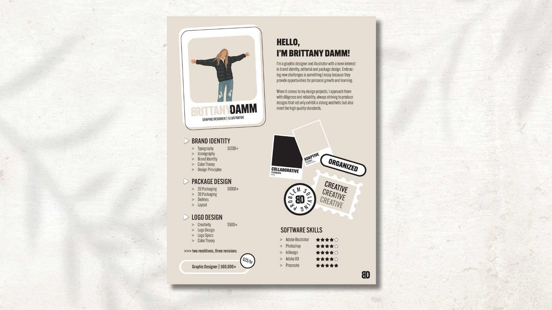 skill strategy flyer for Brittany Damm with personal branding