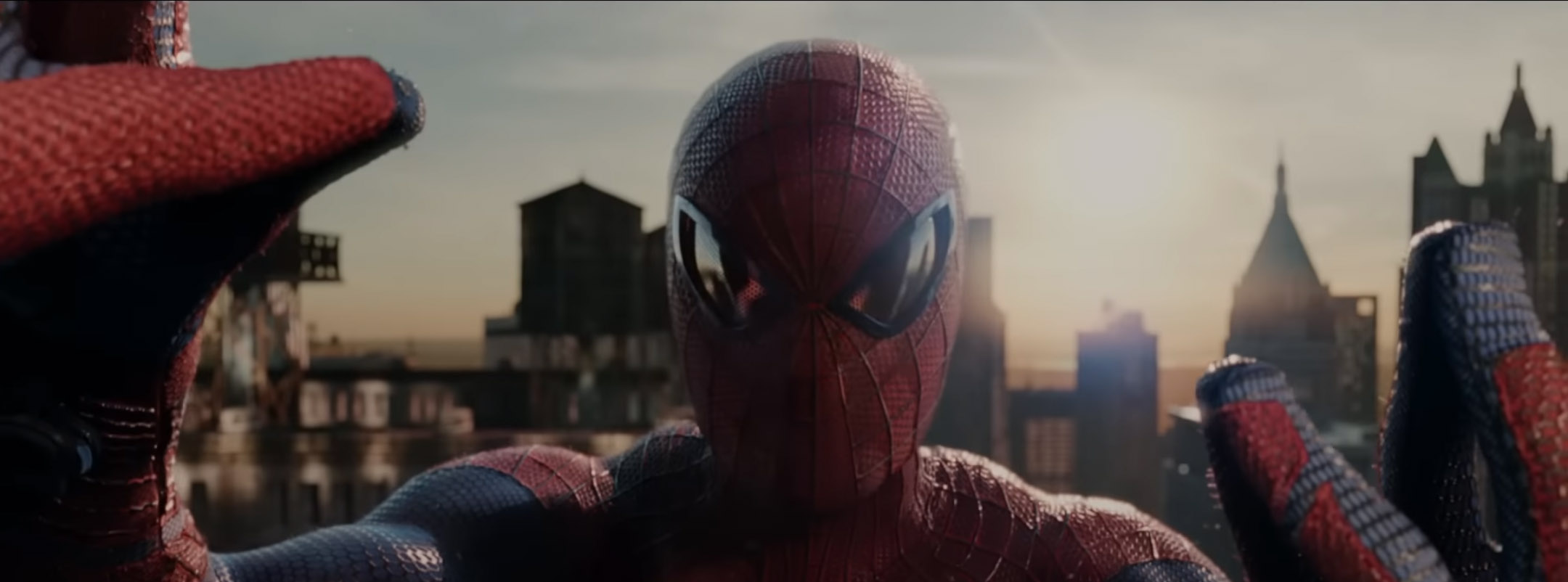 close up spider-man, holding camera movie scene